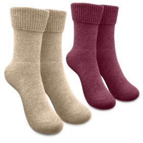 Tirol Scks Damen Merino Sandfarben/Melanzani Gr.35-38"