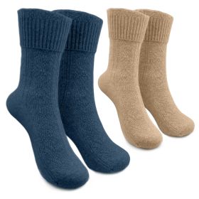 Tirol Socks Kaschmir Damen Petrol/Kamelbraun Gr.35-38"