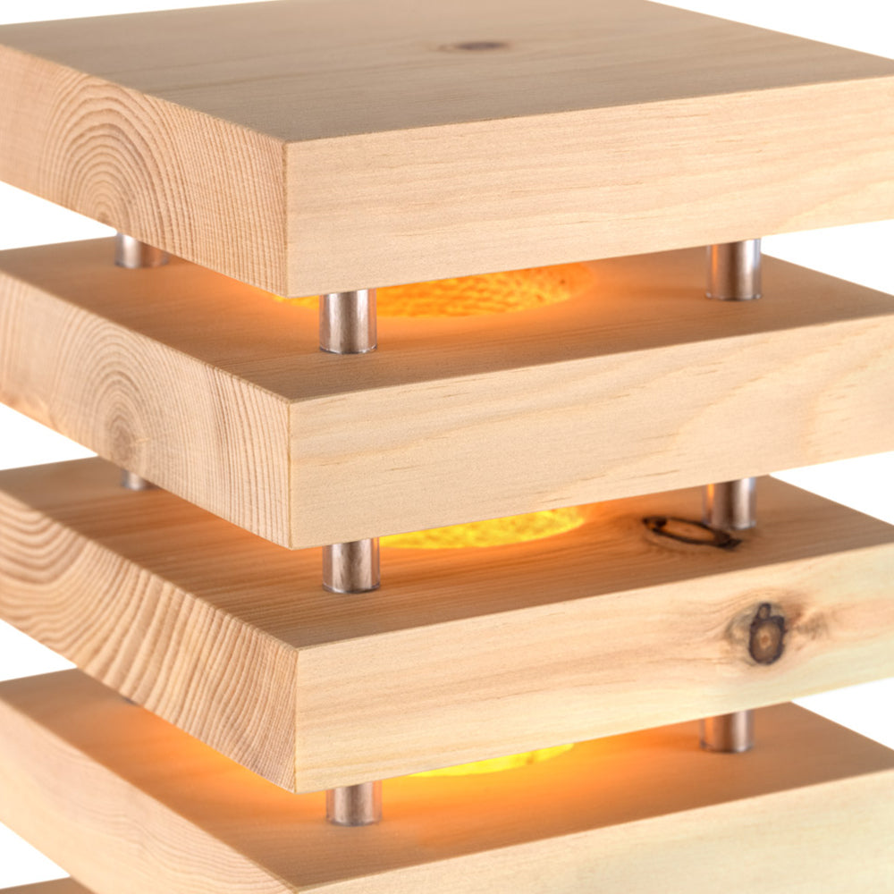 Zirben Nachttischlampe 12,5 x 12,5 x 26 cm