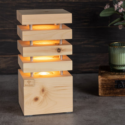 Zirben Nachttischlampe 12,5 x 12,5 x 26 cm