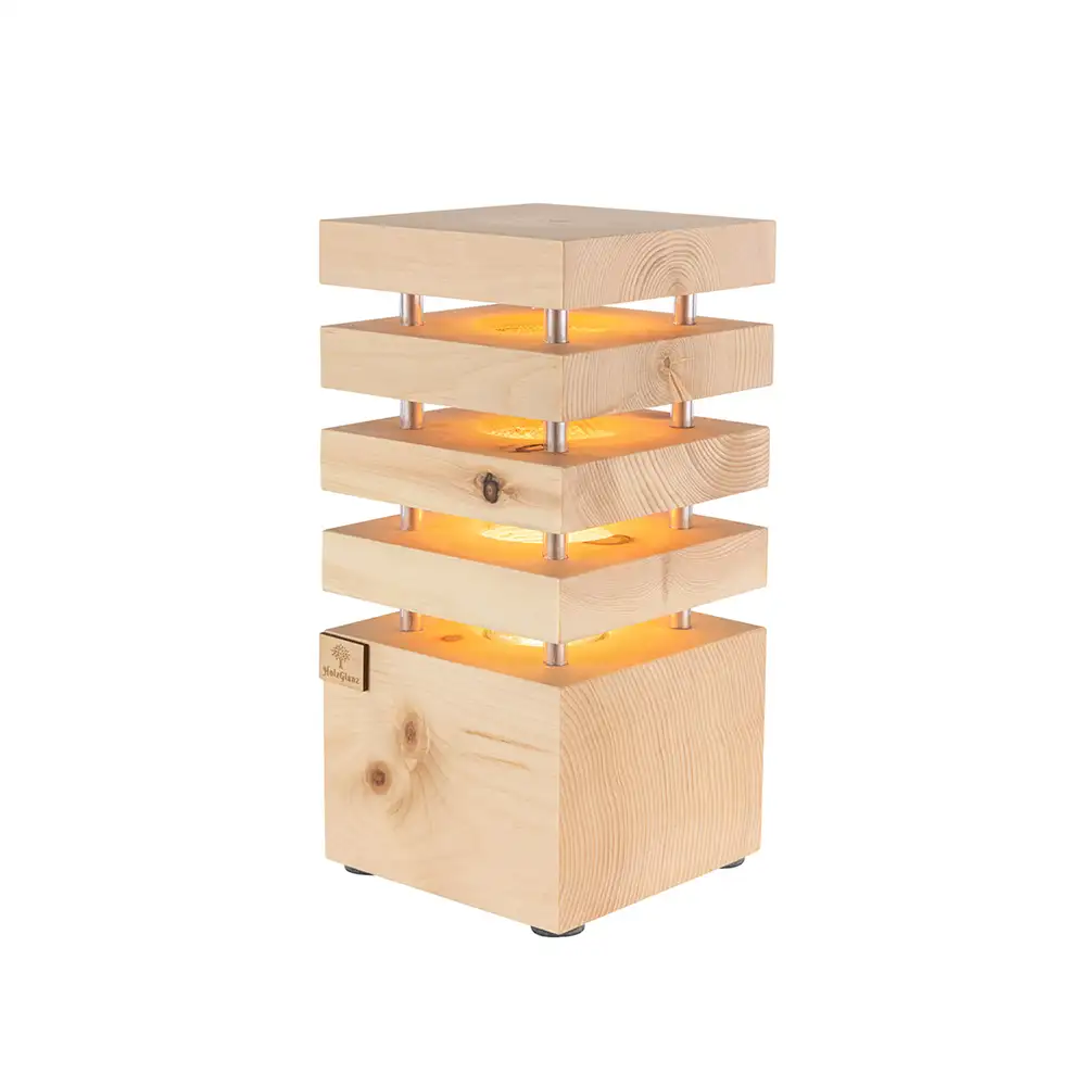 Zirben Nachttischlampe 12,5 x 12,5 x 26 cm